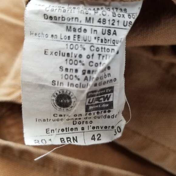 Vintage Carhartt Duck Canvas Overalls Distressed Double Knee Brown R01 42 x 30 - Picture 13 of 14